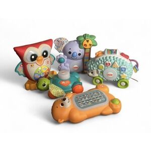 Fisher-Price Linkamals RETIRED RARE Toys Set Owl Koala Turtle Hedgehog Otter